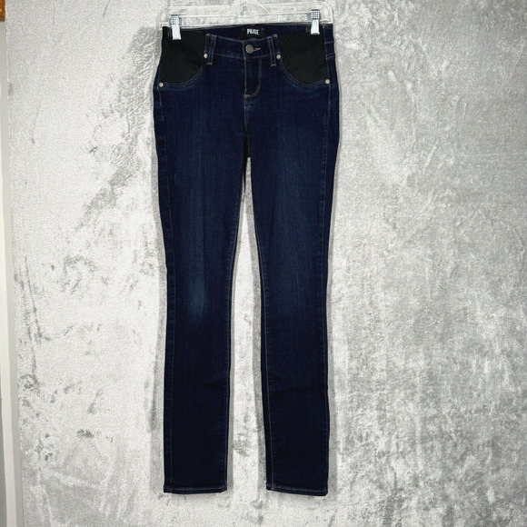 Paige Jeans Womens 2 25" Maternity Blue Skyline Skinny Dark Wash Casual Everyday - Picture 2 of 10